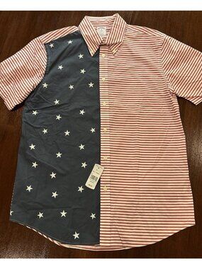 NWT Brooks Brothers American Flag Short Sleeve Shirt Men's Medium Regent Fit $99